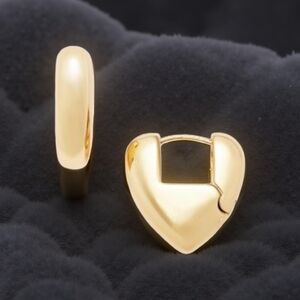 NWT Aqua Goldtone Huggie Hoop Heart-Shaped Earrings